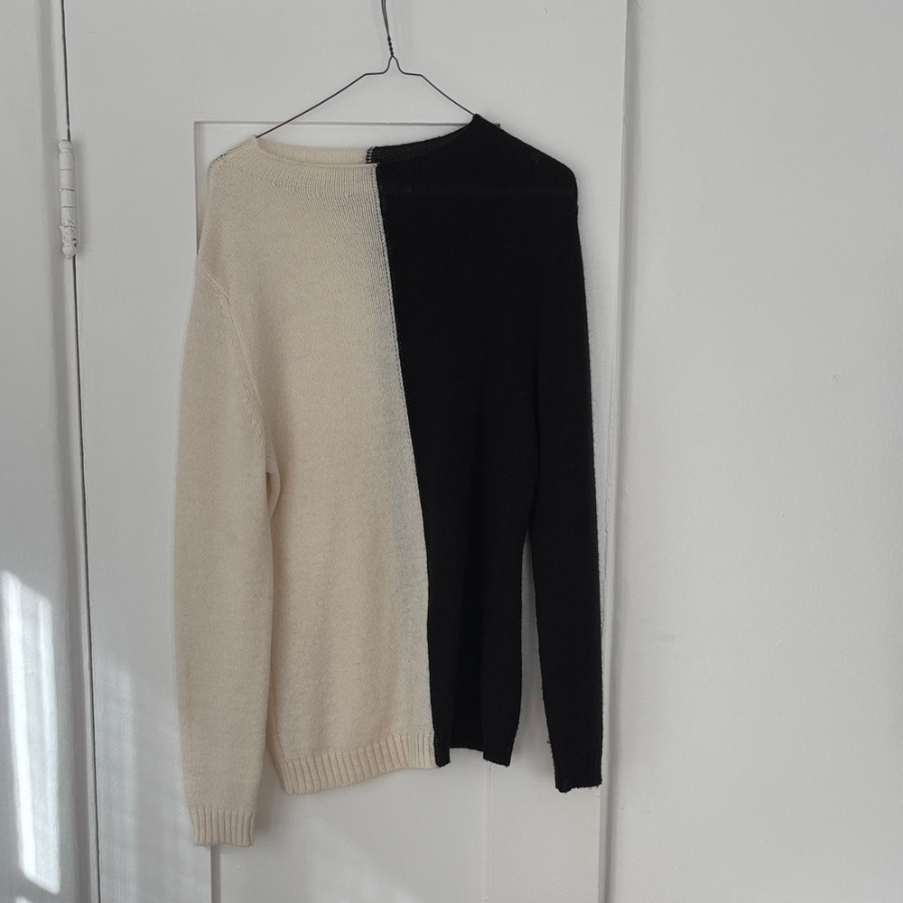 Elegant Black and Cream Women's Sweater